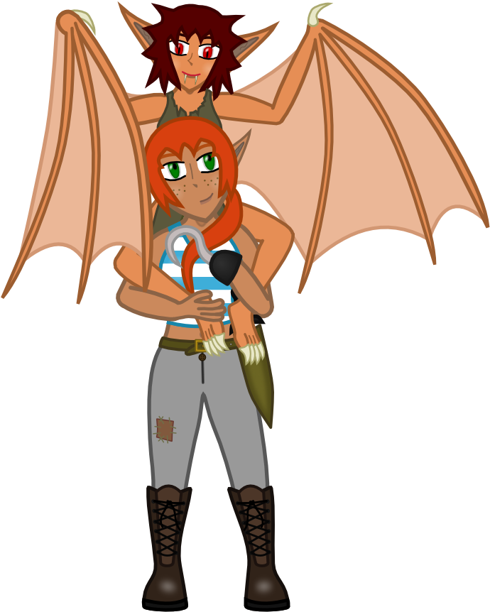 Half Elf Pirate And Bat Girl By Skeppio - Half-elf (715x880)