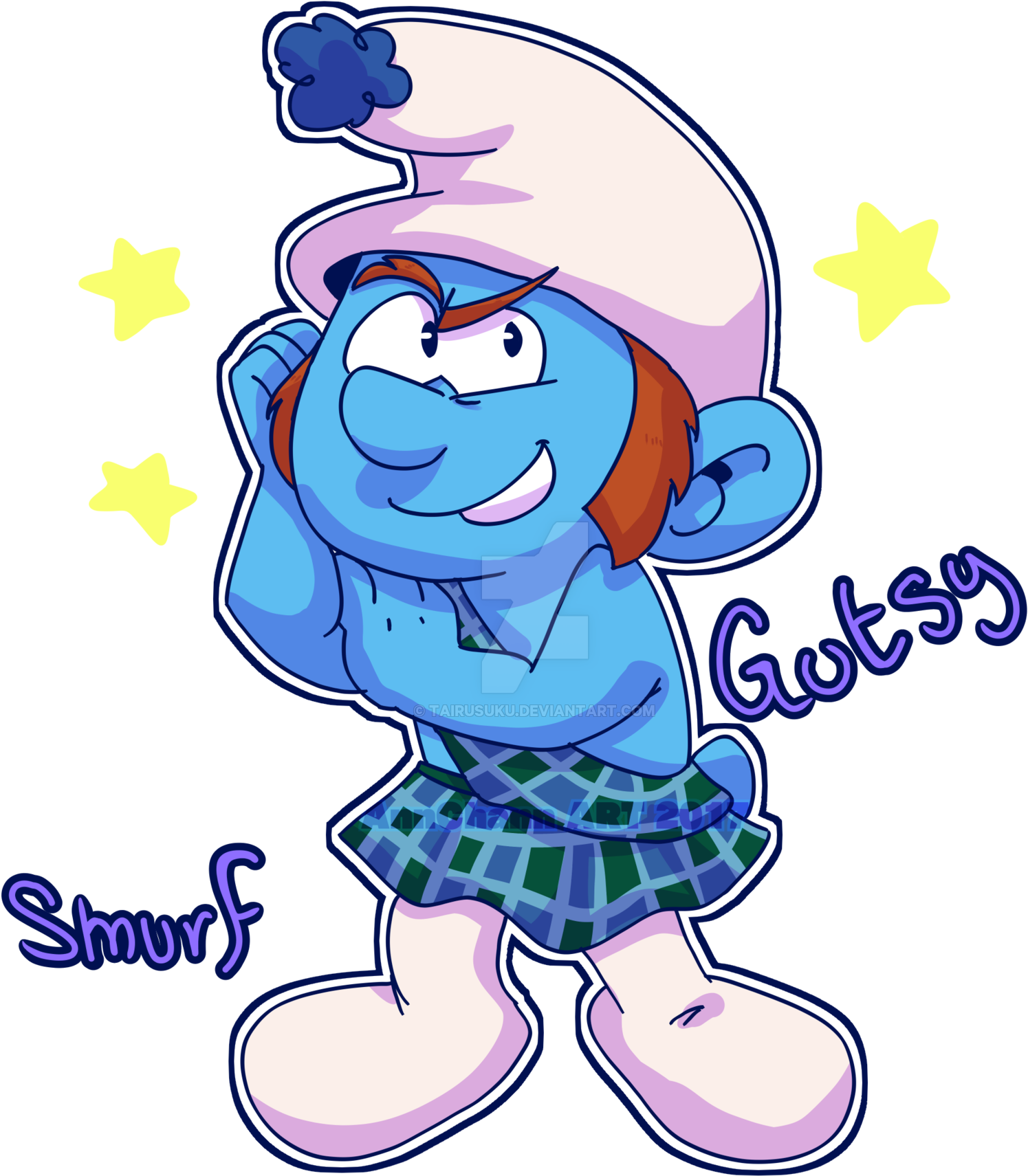Gutsy By Tairusuku Smurfs - Gutsy Smurf (1600x1880)