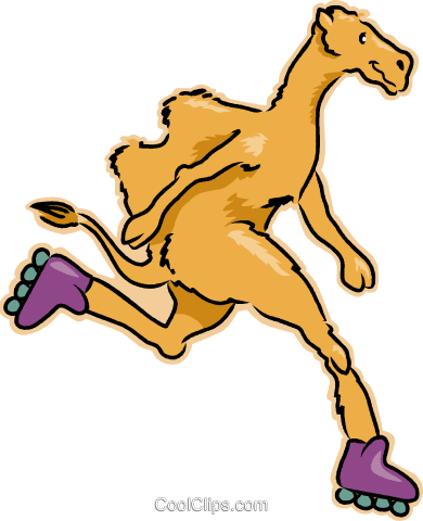Rollerblading Camel Royalty Free Vector Clip Art Illustration - Camel Cartoon (390x480)