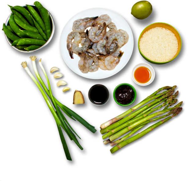 Shrimp & Asparagus Fried Rice - Rice Top View Png (664x700)