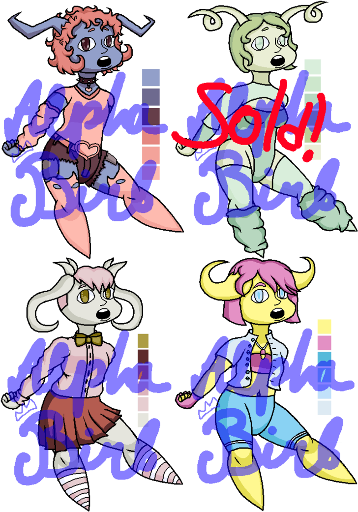 Pastel Demon Adopts [open] By Alphabirb - Cartoon (730x1095)