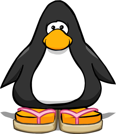 Pink Flip Flops From A Player Card - Club Penguin 3d Glasses (376x435)