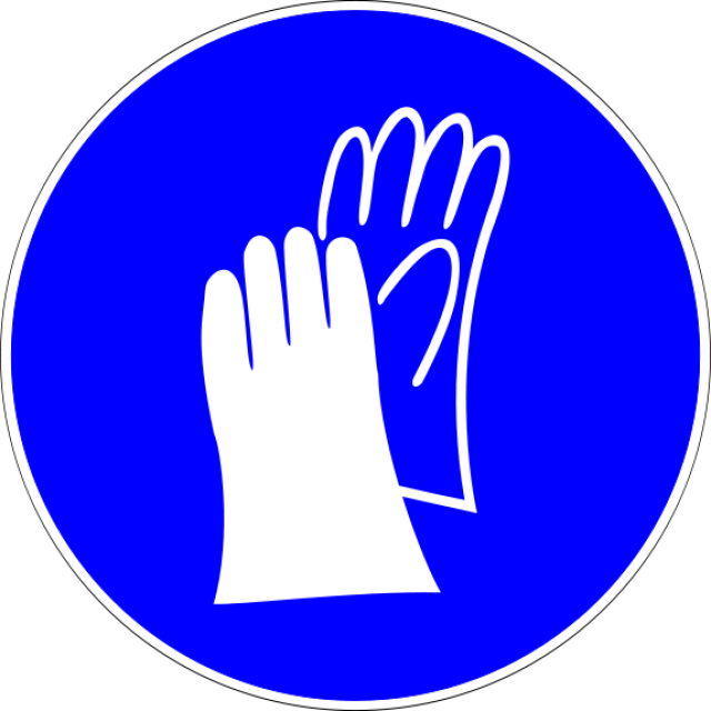 Glove Clipart Lab Safety - Safety Hand Gloves Sign (640x640)