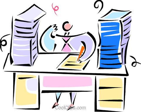 Man Sitting At His Desk Doing Paperwork Royalty Free - Man Sitting At His Desk Doing Paperwork Royalty Free (480x379)