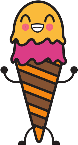 Ice Cream Cone Cartoon Character - Kawaii (550x550)