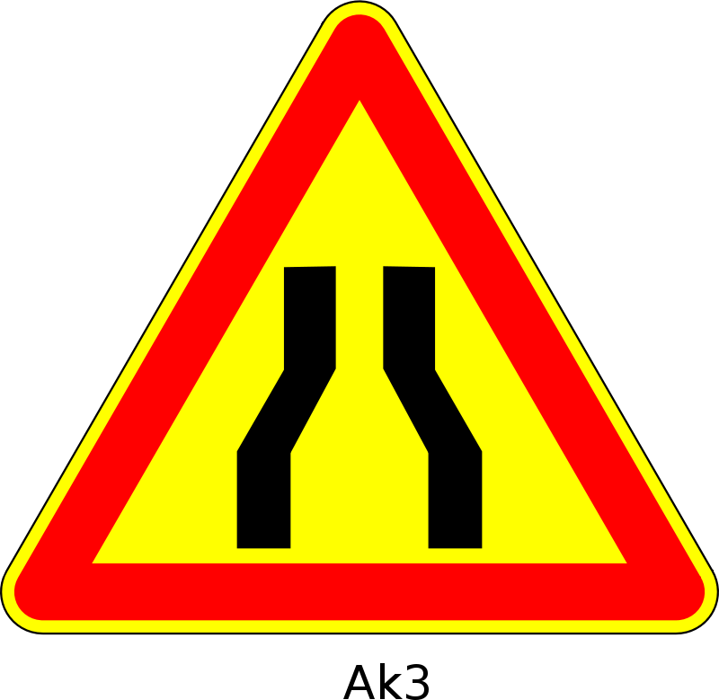 Free Ak3 - Road Narrows On Both Sides Sign (800x779)