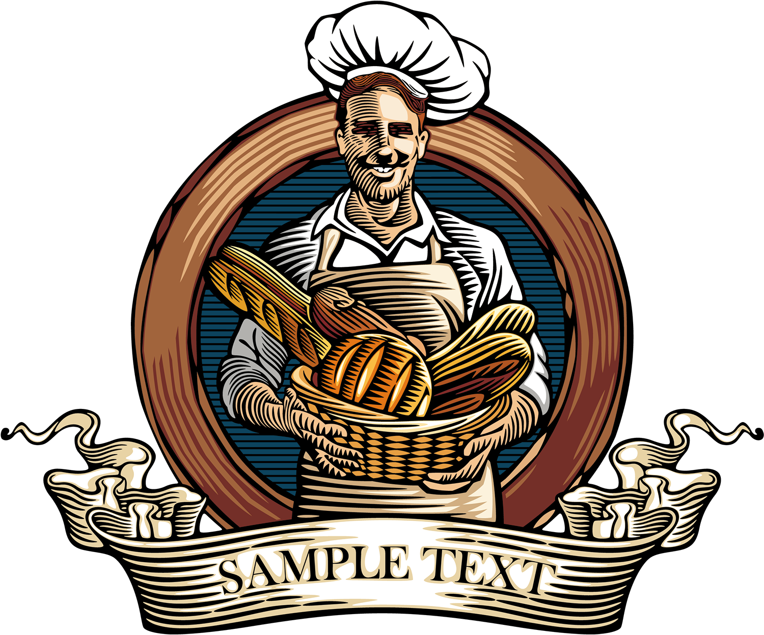 Bakery Bread Illustration - Free Vector Background (1500x1247)