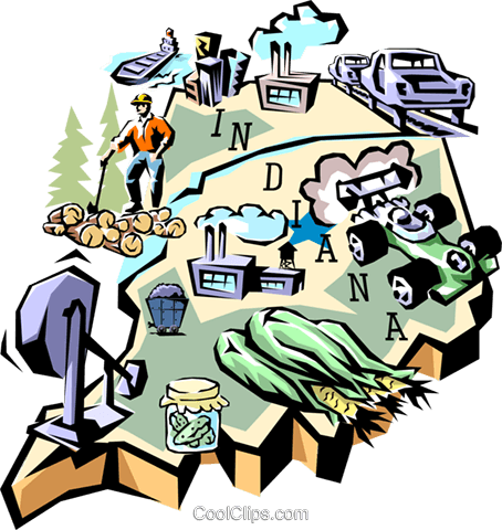 Indiana Vignette Map Royalty Free Vector Clip Art Illustration - Indiana Map Clip Art (454x480)