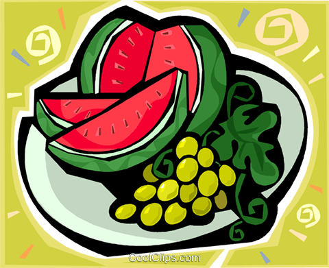 Sliced Watermelon And Grapes Royalty Free Vector Clip - Sliced Watermelon And Grapes Royalty Free Vector Clip (480x391)