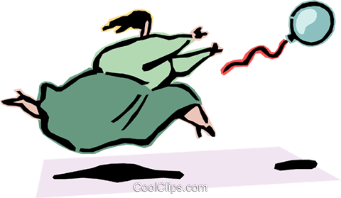 Woman Chasing Balloon Royalty Free Vector Clip Art - Woman Chasing Balloon Royalty Free Vector Clip Art (480x279)