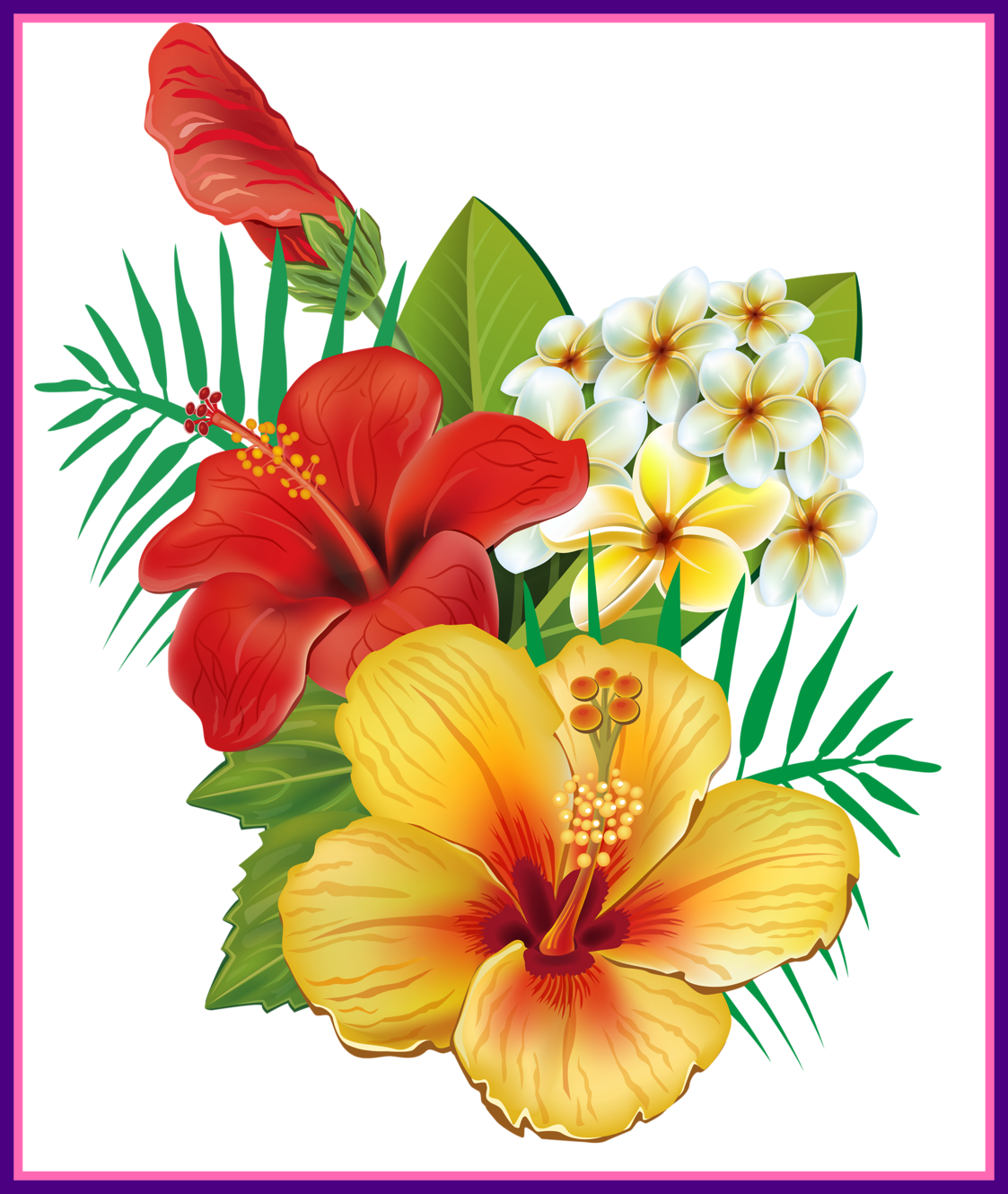 Best Png Flowers Tattoo And Clip Art Pict For Bouquet - Cafepress Tropical Hibiscus Tile Coaster (1123x1330)