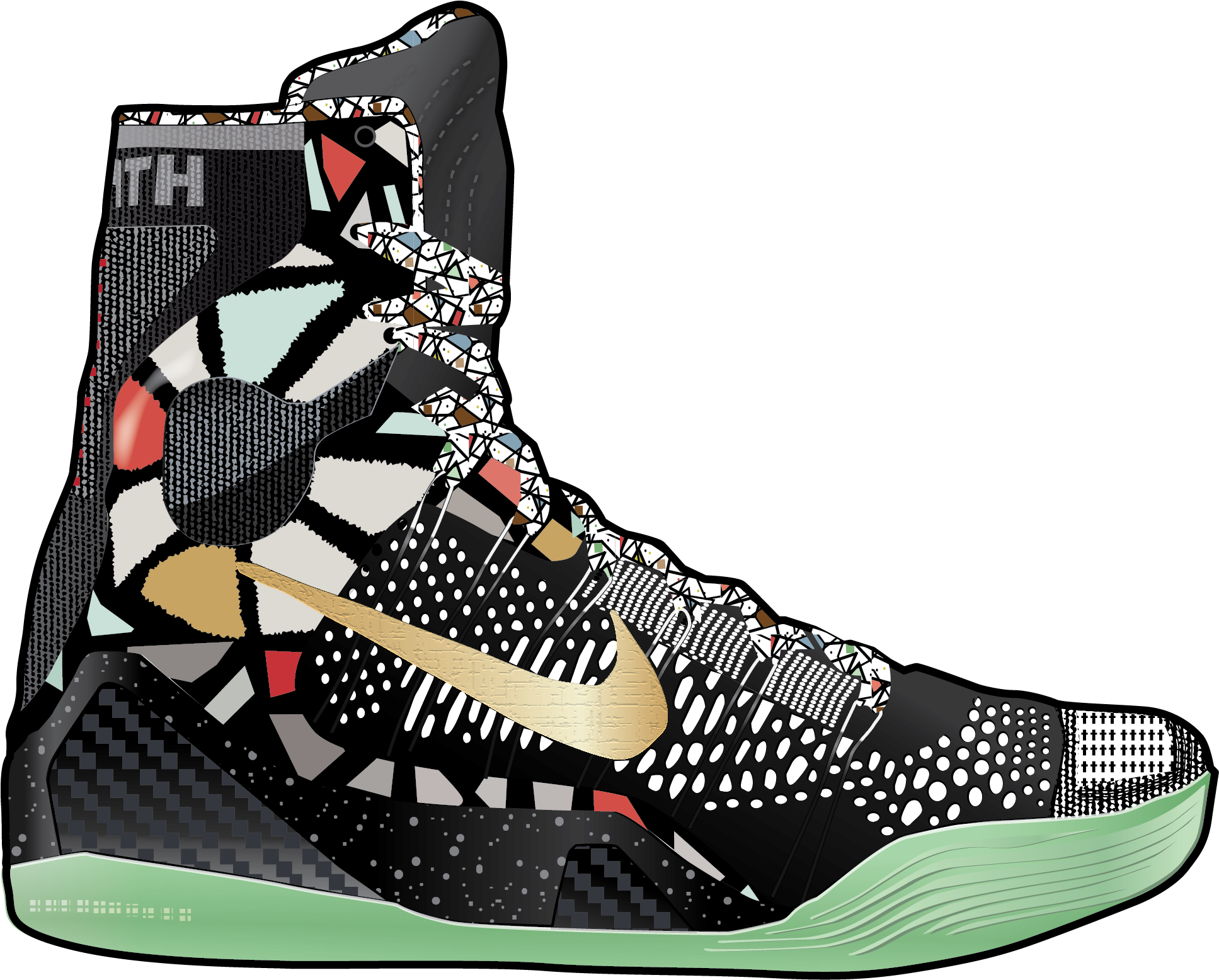 Illustrations Are Created With Adobe Illustrator & - Basketball Shoe (2165x1681)