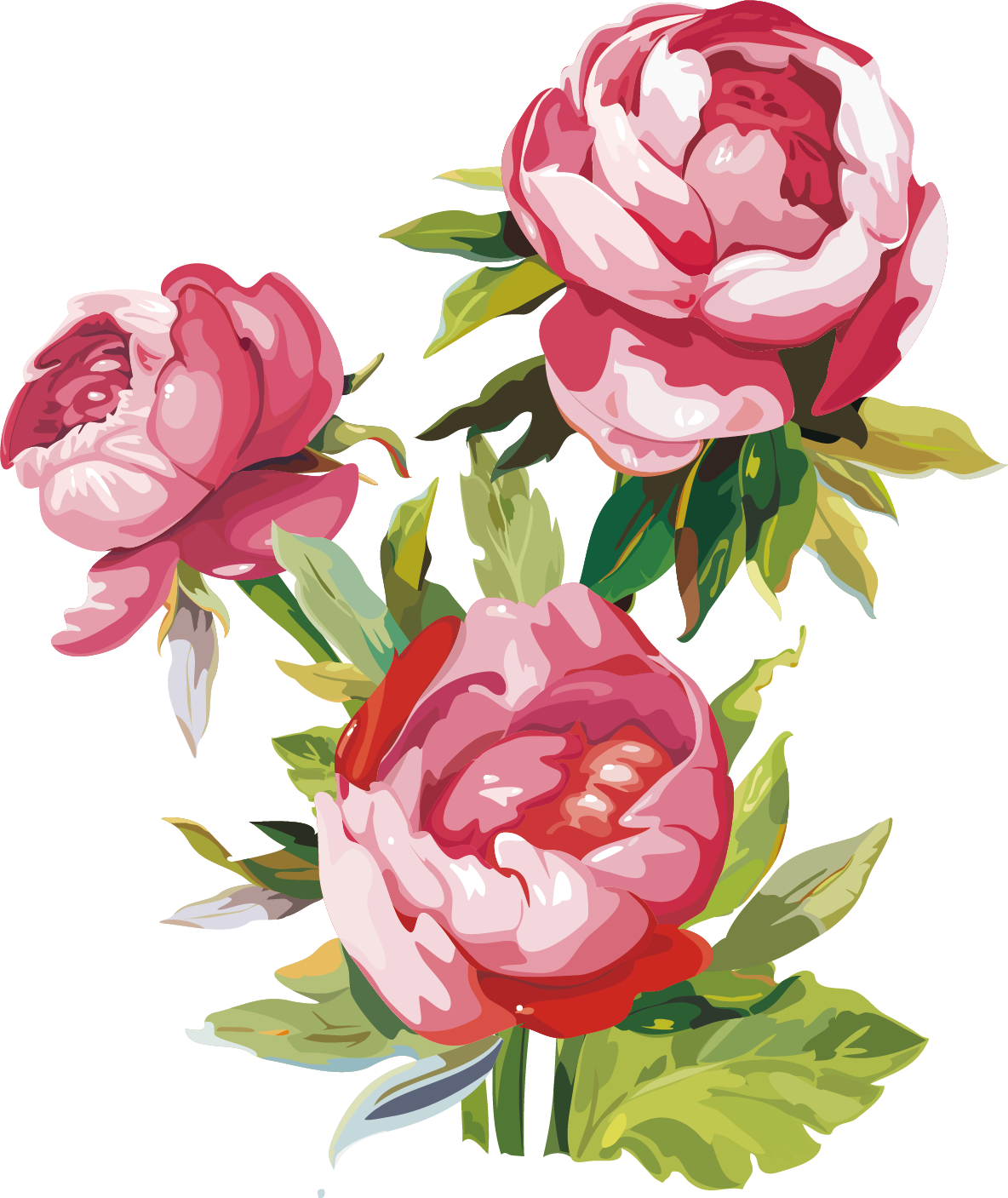 Flower Gouache Paint Wall Decal - Gouache Flower (1184x1407)