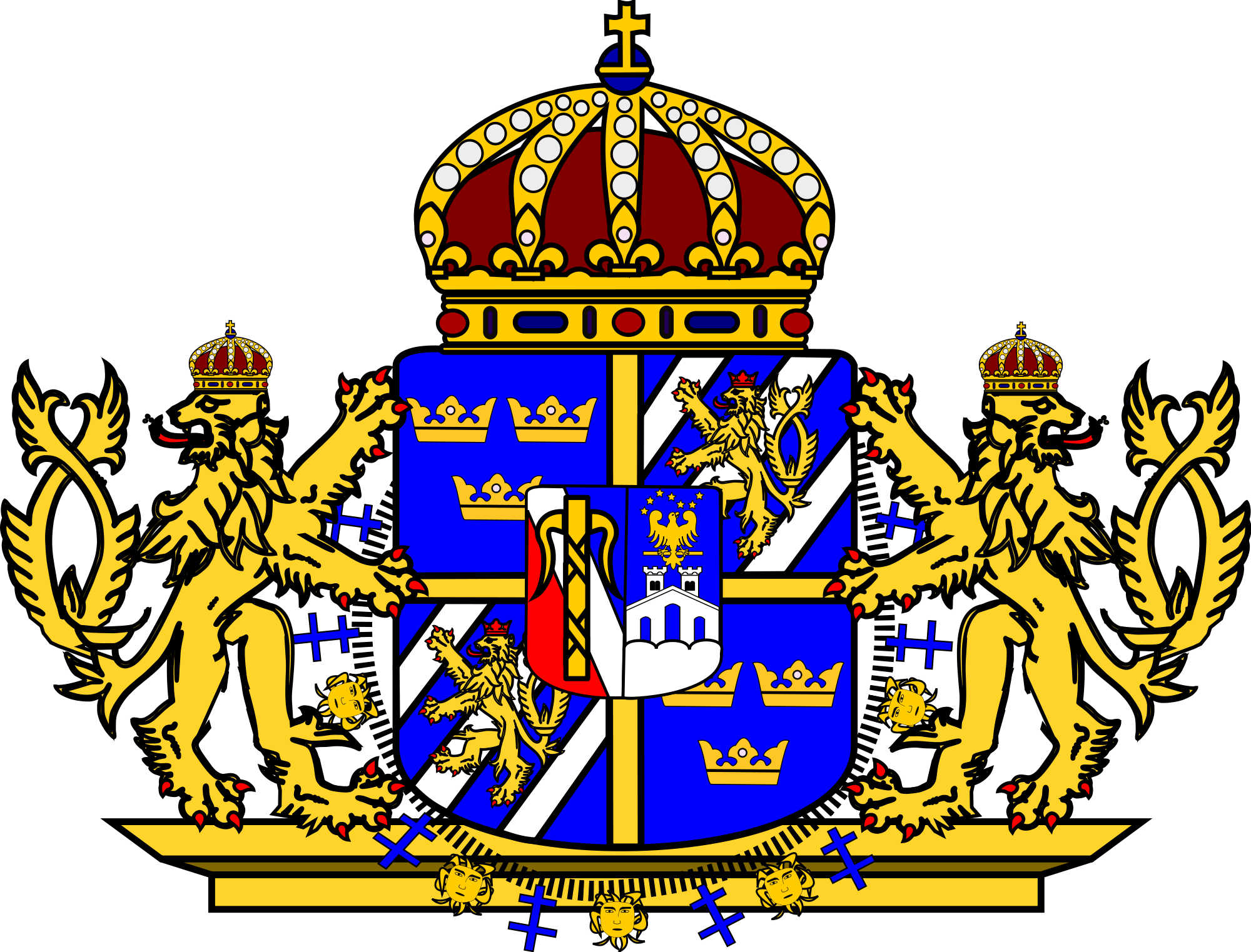 Open - Swedish Greater Coat Of Arms (2000x1523)