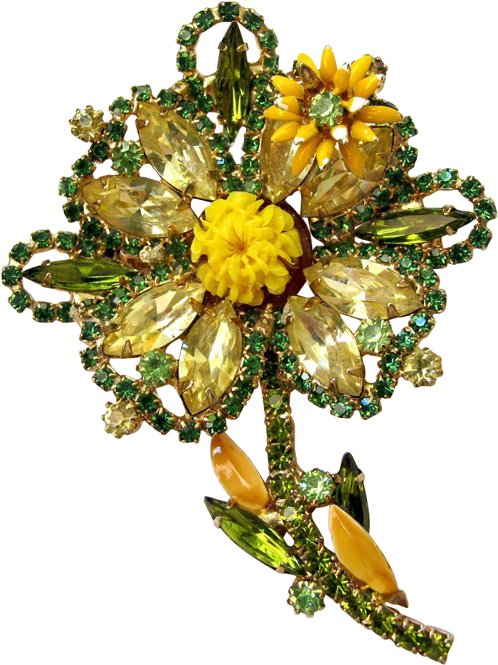 Vintage Yellow Rhinestone Flower Pin - Artificial Flower (1011x1011)