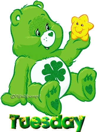 Cute Gif, Morning Gif, Care Bears, Tinkerbell, Gratitude, - Care Bears Share Bear (353x450)