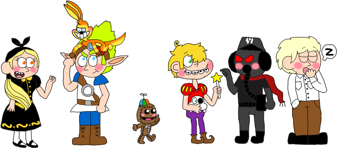 Psasbr Kids Au Characters Cast 4 By Princess-sackboy3659 - Playstation All Stars Au (1191x670)