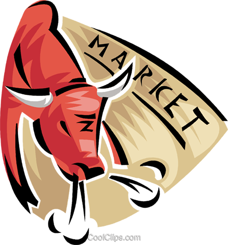 Bull Stock Market Royalty Free Vector Clip Art Illustration - Börse Clipart (447x480)