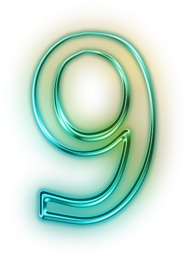 Vector Number 9 Drawing Image - Glowing Green Neon Icon Alphanumeric Number 4 (512x512)