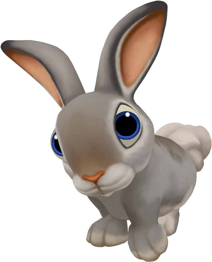 Gray Cotton Tail Rabbit - Cartoon Rabbit Transparent Background (960x960)