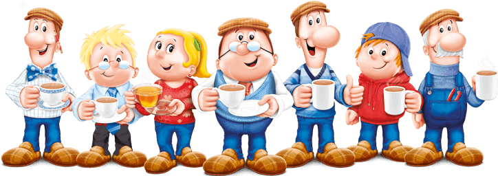Mascots In Advertising Teetley Tea Characters - Tetley Tea Folk Names (724x256)
