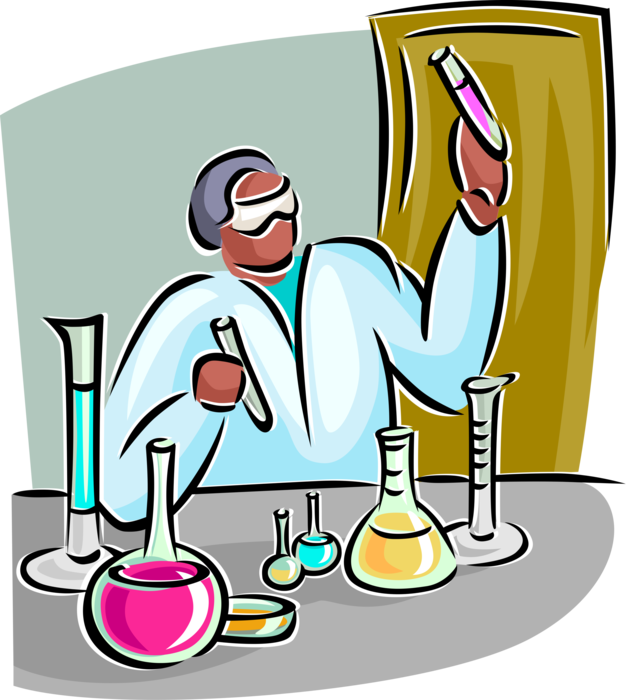 Vector Illustration Of Laboratory Technician With Test - Laboratory (630x700)
