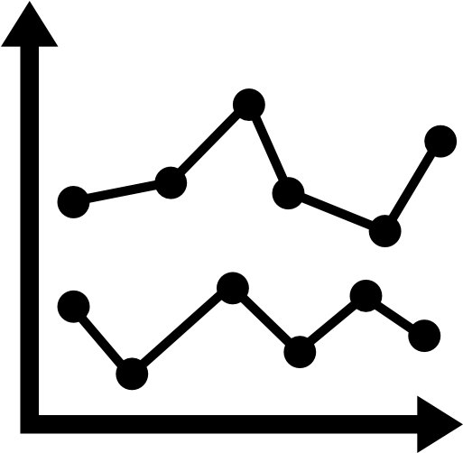 Double Line Graph Icon Clipart - Bar Chart Black And White (512x512)