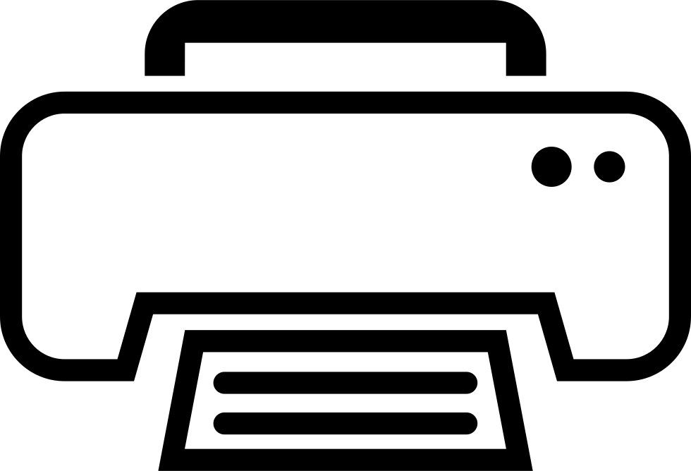 White Print Outline Interface Symbol For Print Button - Print Button Icon Png (980x668)