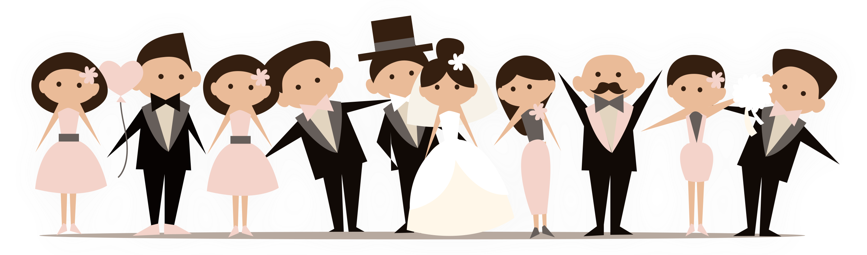 Wedding Party Images Cartoon (2791x822)