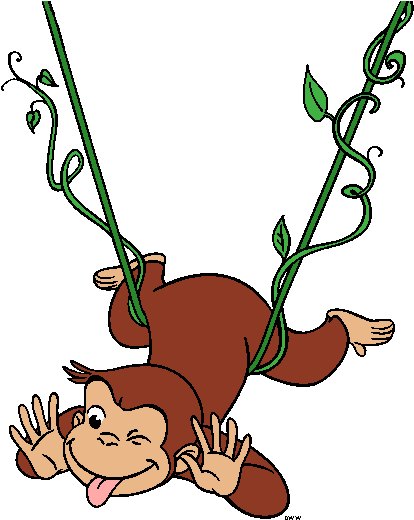Curious George Clipart Cartoon Characters - Curious George Gift Tags (422x525)