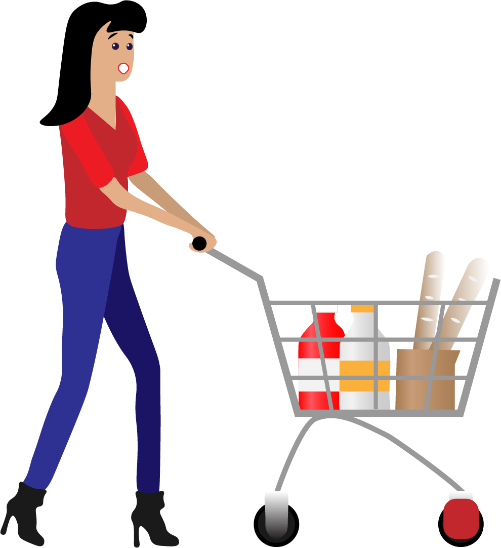 Grocery Store Vectors - Shopping Cart (990x1082)