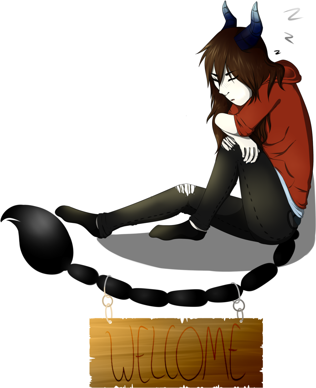 Tired Demon By X Jayleigh X - Cartoon (1024x1266)