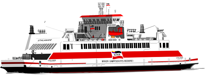 Ferry Boat Sea Ship Red Ferry Boat Ship Sh - Föhr (680x340)