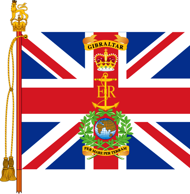 Typical Royal Marines Queen's Colour - Uk Flag (609x620)