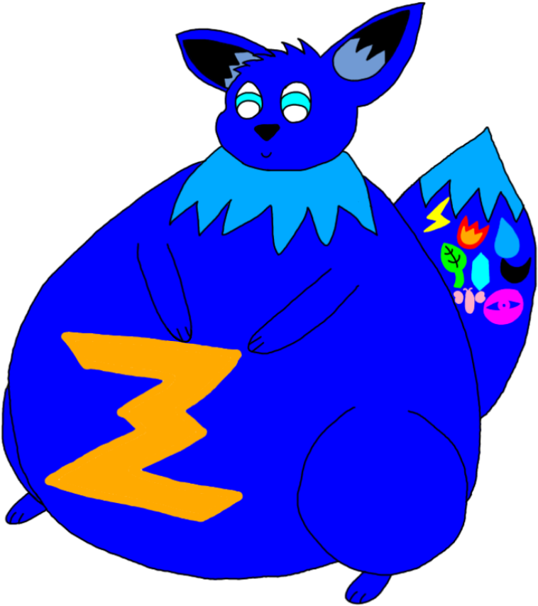 Bluevee Z The Fat Eevee By Asheandcjthepikachus - Eevee (928x861)