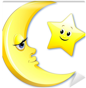 Luna E Stella Cartoon Moon And Star Vector Wall Mural - Ksiezyc Naklejka (400x400)