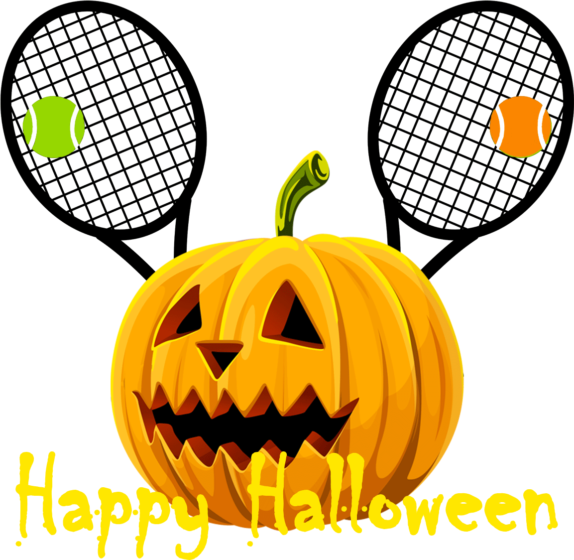 Halloween Tennis - Jack O Lantern Clip Art (1200x1200)