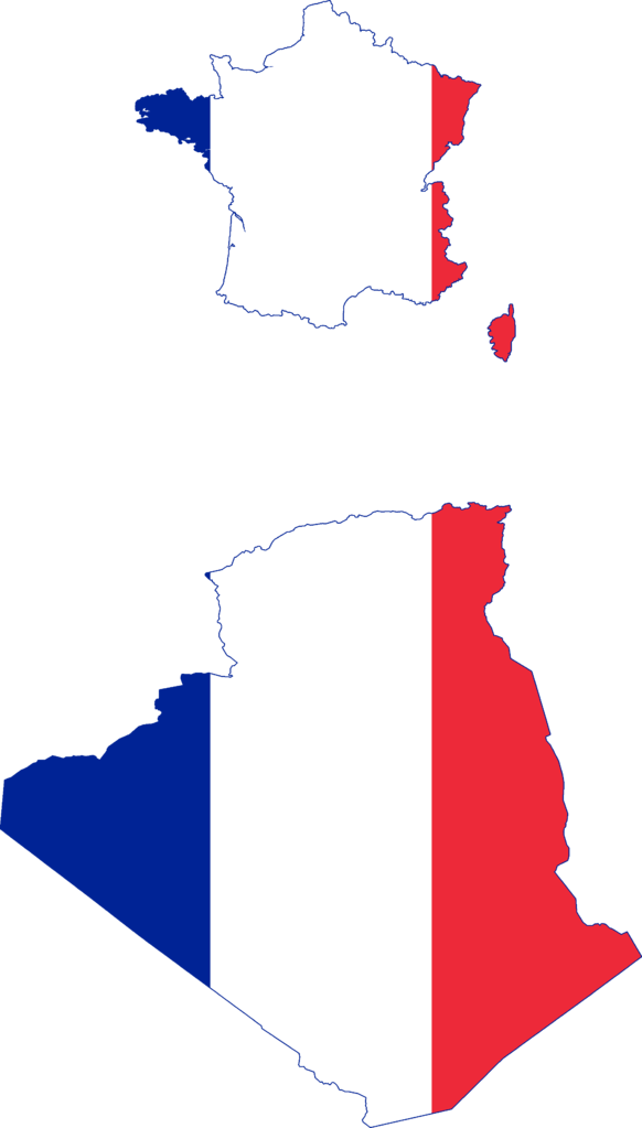 Flag Map Of France And Algeria - France And Algeria Map (582x1023)