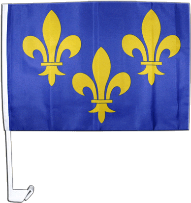 France Île De France Car Flag - Drapeau Fleur De Lys (400x419)
