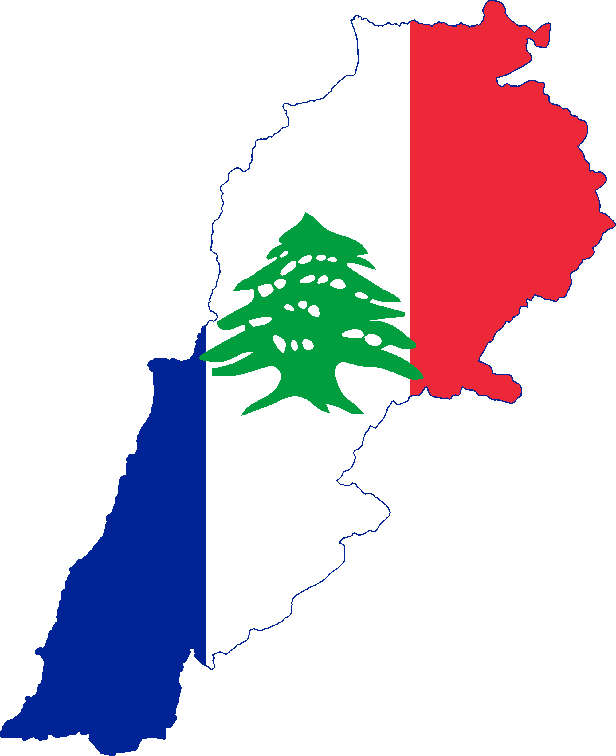 Flag Map Of French Lebanon - French Map Of Lebanon (2005x2462)