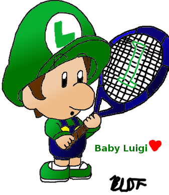 Baby Luigi Tennis By Babyluigionfire - Baby Luigi Drawings (337x389)