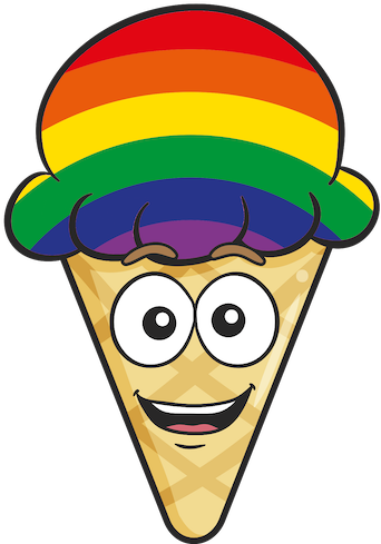 Gay Pride Ice Cream Cone Emoji Stickers Messages Sticker-0 - Ice Cream With A Face (341x500)