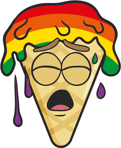 Gay Pride Ice Cream Cone Emoji Stickers Messages Sticker-9 - Melting Ice Cream Cone Cartoon (407x500)