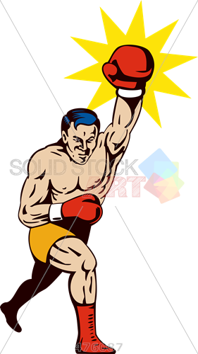 Cartoon Illustration Of Boxer Punching To The Front - Boxing (281x500)