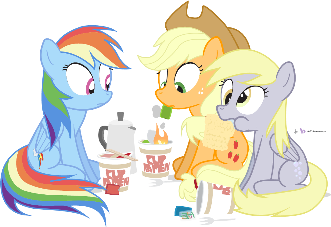 Dm29, Chopsticks, Cup Noodles, Derpy Hooves, Drool, - My Little Pony Ramen (1125x750)