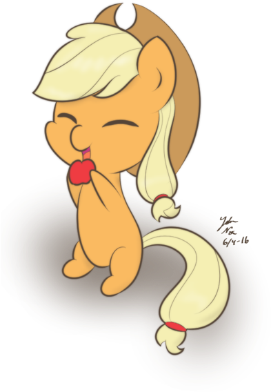 Applejack Eats An Apple By Noxdrachen - Applejack (400x582)