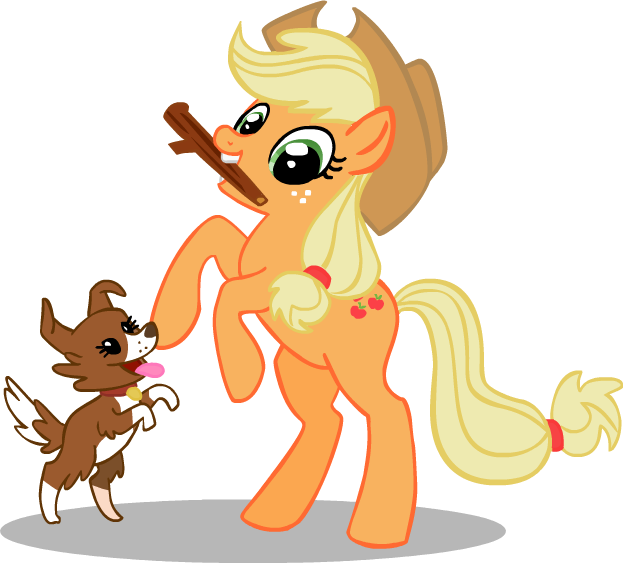 Mlp Pets-applejack And Winona By Crystaltiger52 - My Little Pony Applejack And Dog (623x563)
