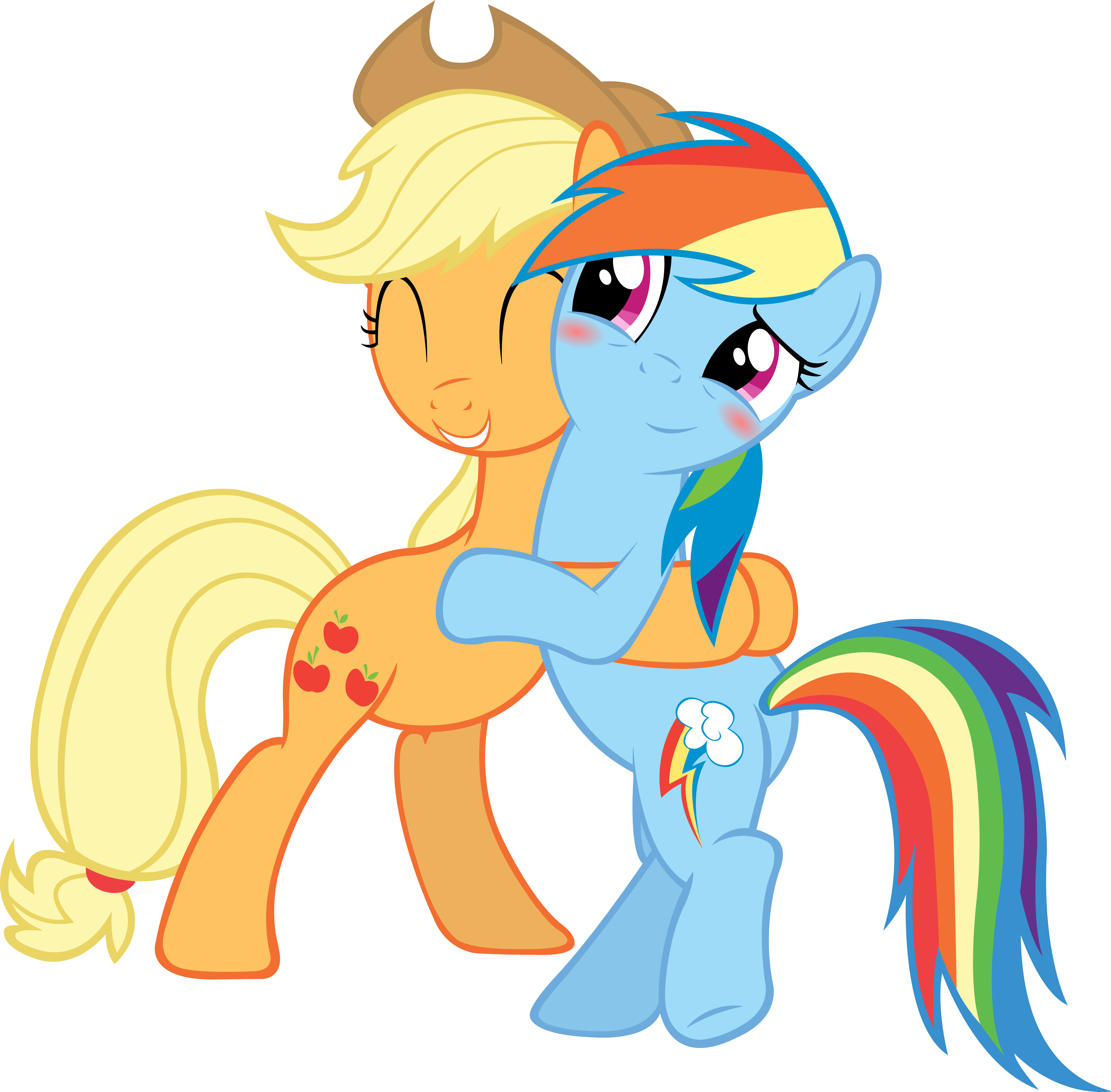 Artpwny, Blushing, Hug, Lesbian, Rainbow Dash, Safe, - My Little Dashie Applejack (5000x4916)