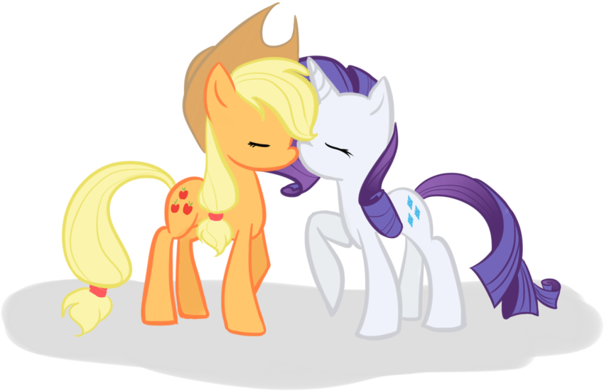 My Little Pony Applejack And Rarity Kiss - Rarity (900x694)