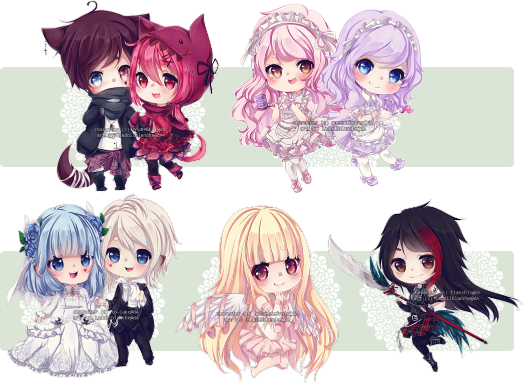 Chibi Commissions 11 By Ladollblanche On Deviantart - Chibi (1045x765)